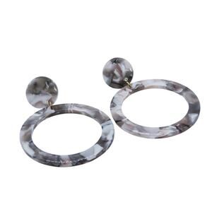 Urban Outfitters Taupe Marbled Circle Drop Earrings
